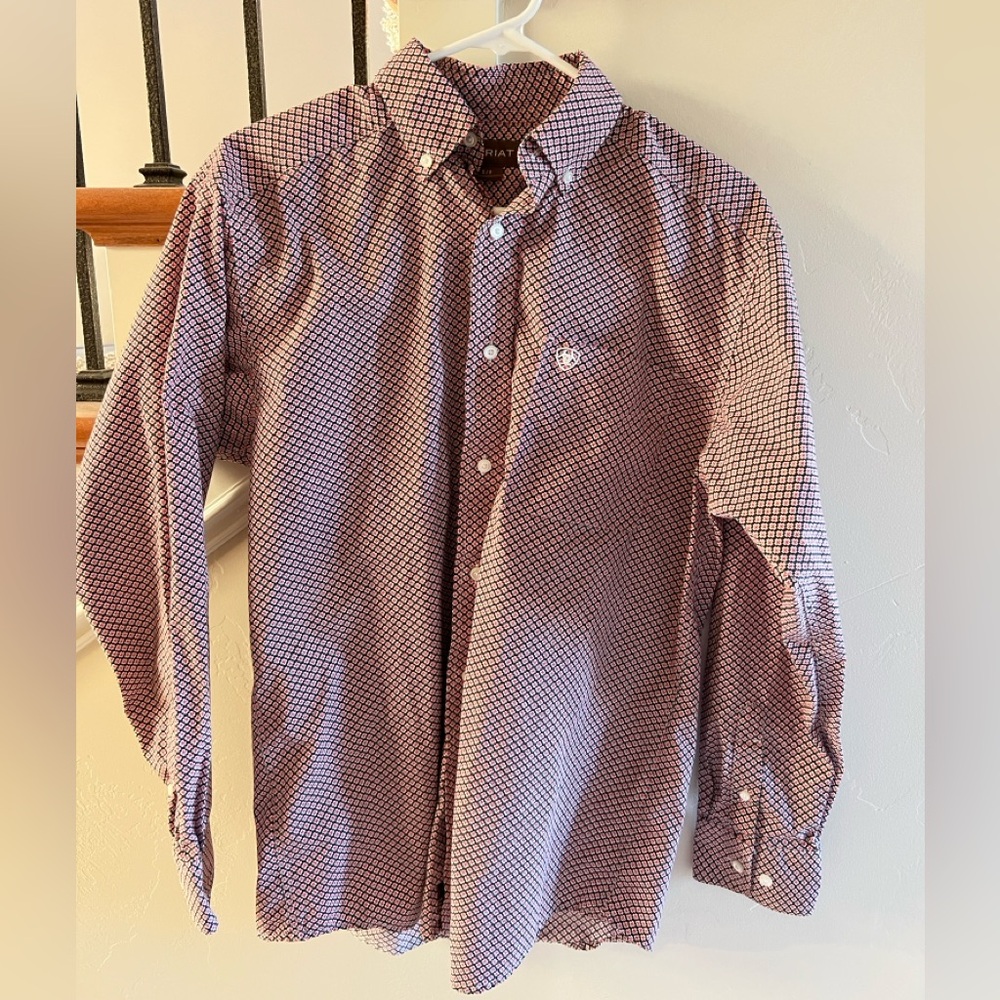 Ariat Men's Casual Button Down Shirt - Red and White